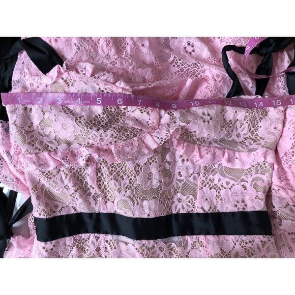 For Love and Lemons Iris Dress Lace Sleeveless Tiered Ruffle Hi Lo Hem Pink XXS - Picture 13 of 15
